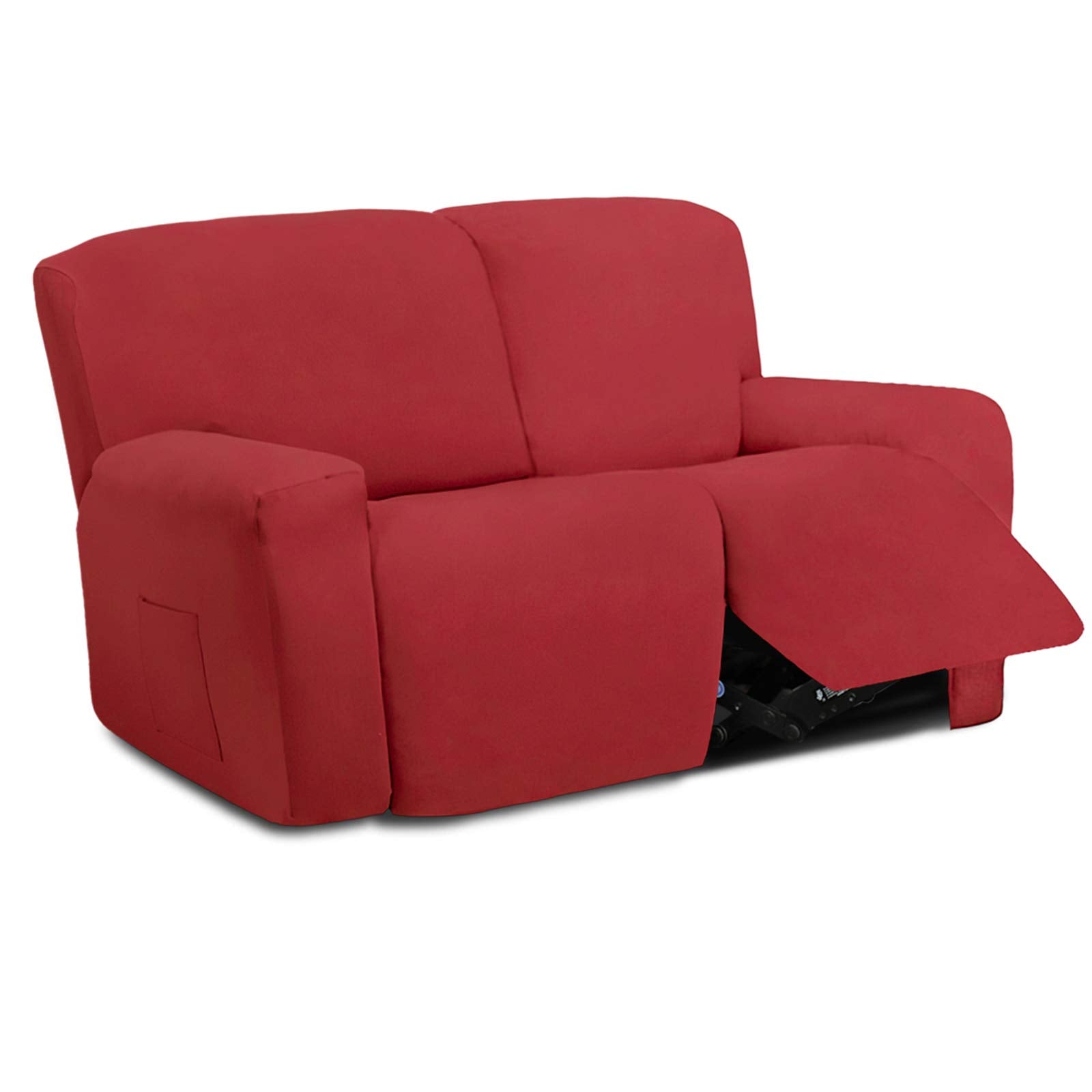 Easy-Going 6 Pieces Microfiber Stretch Sectional Recliner Sofa Slipcover Soft Fitted Fleece 2 Seats Couch Cover Washable Furnitu